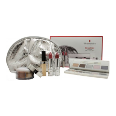 Elizabeth Arden Beautiful Color Gift Set 5 x Eyeshadows + Shimmer Powder + 2 x Lipstick + Lip Gloss + Silver Makeup Bag